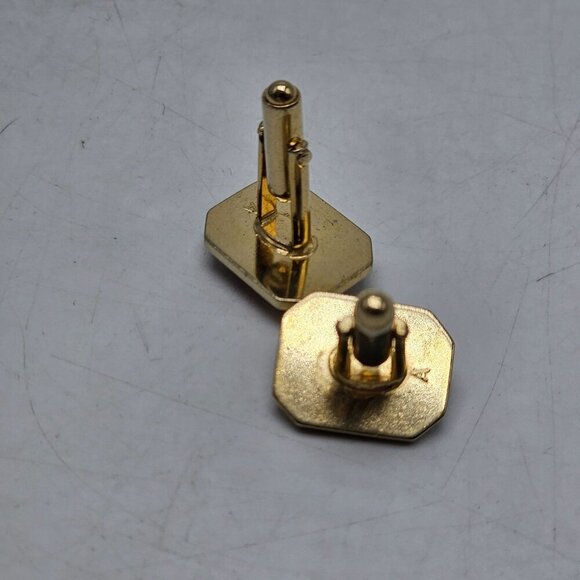 Vintage Anson Gold Tone Cufflinks With Red Faceted Stones - Picture 3 of 4